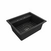 Bocchi Baveno Uno Dual-Mount Workstation Fireclay 27 in. Single Bowl 3-hole Kitchen Sink in Matte Dark Gray 1633-020-0127
